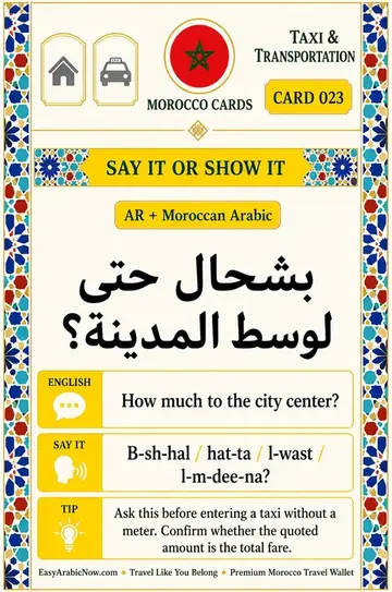 Morocco · Darija free Arabic travel card: How much to the city center?